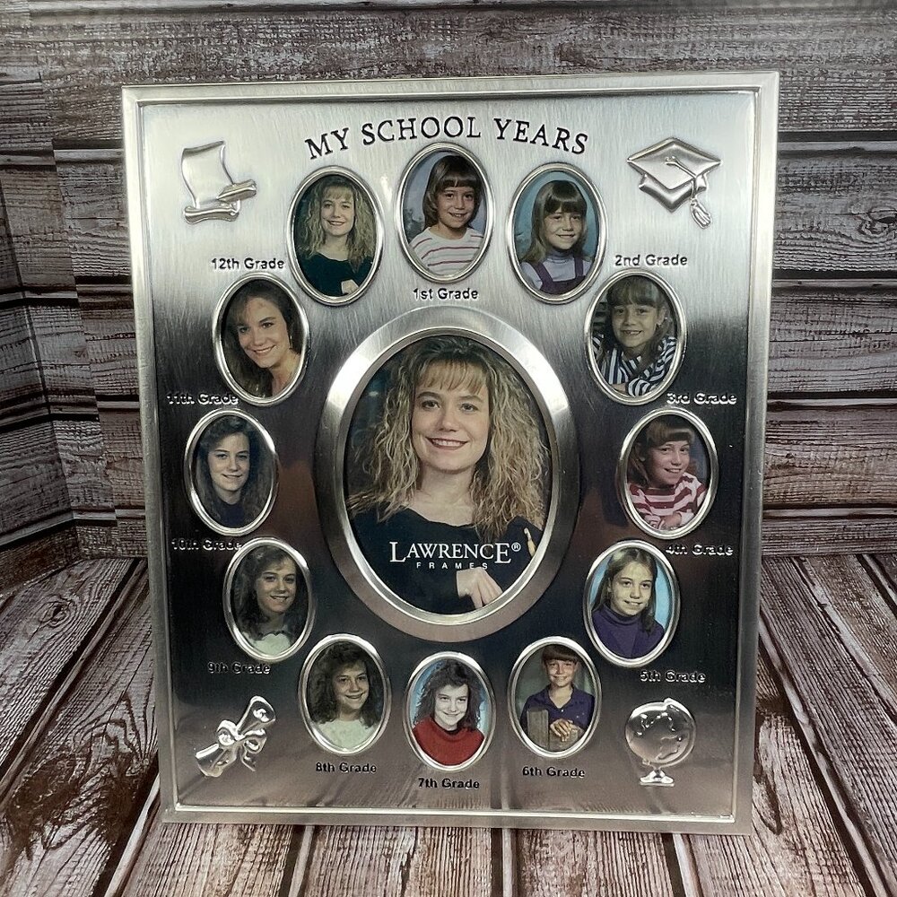 Vtg LAWRENCE My School Years Silver Plated 8x10 Multi Picture Frame READ NIB NEW